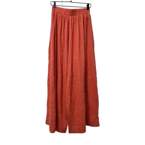 FP Free People Beach High Waist Wide Leg Long Pants Size S Orange Boho Hippie - Picture 2 of 8